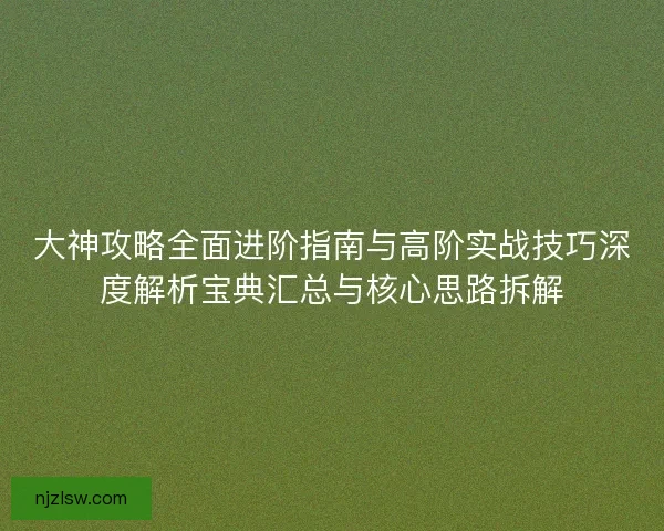 大神攻略全面进阶指南与高阶实战技巧深度解析宝典汇总与核心思路拆解
