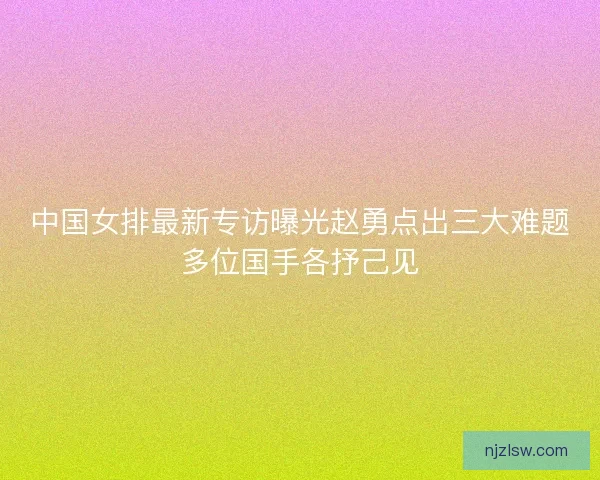 中国女排最新专访曝光赵勇点出三大难题多位国手各抒己见